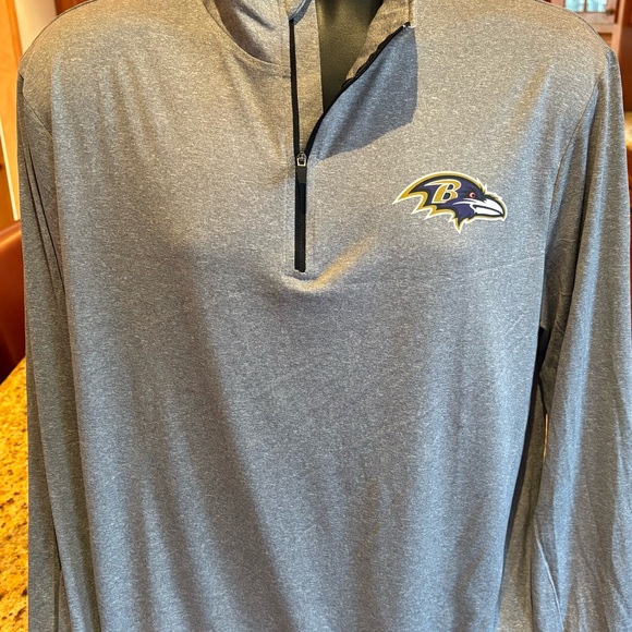 NFL Baltimore Raven’s men’s Quarter-Zip pullover.‎ Sharp grey w/logos front/back - Picture 3 of 7